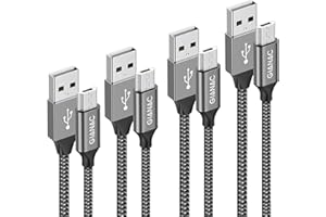 GIANAC Cavo Micro USB,[4 Pezzi:0.5m,1m,2m,3m] Nylon Cavo Android Trasferimento Dati e Ricarica Rapida Compatibile con Samsung S5/S6/S7, Huawei, HTC,LG,HTC,Kindle, PS4-Grigio