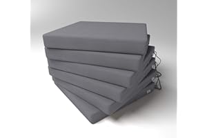 Market-Alley Stuhlkissen Sitzkissen mit Bänder für Gartenstuhl, Küche oder Esszimmerstuhl Stuhlauflage (122 Dunkelgrau 40x40x4cm - 6er Set)