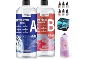 BSCPAM Epoxy Resin, 1.1L/40OZ Epoxy Resin kit, Craft Epoxy Resin Crystal Clear for DIY Art Crafts, epoxy resin and hardener for Jewelry, River Table, No Yellowing & Bubble Free, Easy Mix 1:1 Ratio