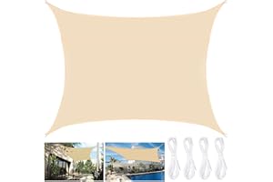 BARAKYEG sonnensegel wasserdicht 2 x 3 Meter Sonnenschutz Wasserdicht,UV-Schutz,Luftdurchlässig,Garten Balkon & Terrasse Camping Outdoor Wetterbeständig inkl Befestigungsseile,Creme Farben