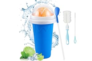 JurciCat Slushy Maker Becher Slush Eis Becher zum kneten Silikon Squeeze Ice Cup Smoothie Becher mit Strohhalmlöffel und Tassenbürste für Slushie Eis