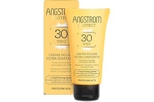 Angstrom Protect Crema Solare Viso SPF 30, Azione Idratante ed Intensificatore dell'Abbronzatura, Indicata per Pelli Sensibili, 50 ml
