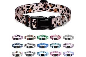 Mercano Adjustable Dog Collar - Special Design Patterns, Soft Nylon Comfortable Durable Pet Collar for Small Medium Large Dogs (XS, Leopard)