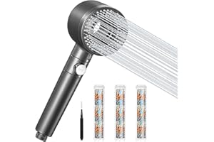 Blendura Shower Head with 3 Filter, High Pressure Shower Heads with 5 Modes for Home Bathroom Accessory, Gray