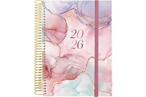 Finocam – Agenda Spirale 2026 1 Jour par page | Janvier – Décembre (12 mois) | Agenda annuel 2026 avec élastique | Couverture polypropylène Spirale Design Collection – Goldy – Français