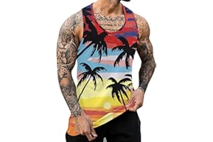 Zofedap Gym Tank Top Herren Hawaii Hemd Männer Sport Ärmelloses Shirts Fitness Muscleshirt Achselshirts Muskelshirt Trainingsshirt Tanktop Trägershirt Funktionsshirt Kompressionsshirt Herren Ärmellos