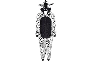A2Z 4 Kids Girls Boys Zebra Costume Jumpsuits World Book Day Role Playsuit Kids Animal Hooded Sleepsuit Kids One Piece Cosplay Suit All in One Zebra Xmas Pyjamas Age 5-14 Years