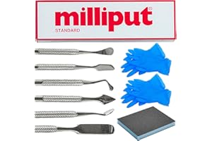 CREATIVE CRAFTERS Milliput Epoxy Putty 10 Piece Epoxy Resin Kit, Standard Colour - with Sculpting Tools, Sanding Pad and Gloves - Plumbers Putty - Shower Tray, Plastic Bath, Enamel, Hot Tub and Fibreglass Repair Kit