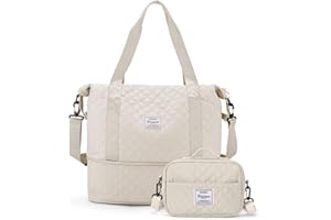 SEAFEW 40x20x25 Ryanair Borsa da Viaggio Bagaglio a Mano Borsone da Viaggio Espandibile Borsa Palestra Borsone Palestra Valigia Borsa da Weekend Borsone Valigia Borsa a Mano,E5-beige con trousse