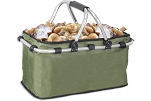 TS TACTICAL STORE Panier pliable en aluminium et tissu pour ramasser les fruits, légumes ou champignons | Idéal pour les potagers et les promenades en campagne. Rangez toujours un dans votre coffre ou votre sac à dos