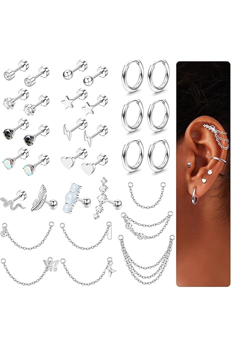 Industrial Chain Earring Clear Industrial Piercing Jewelry 14G