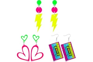 Livdouyu 3 Paar 80er 90er Jahre Neon Ohrringe Damen Retro Ohrringe Accessoires