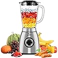 Uten Blender 2L Glass Jug, Smoothie & Food Blender, 5 Speeds, Pulse Function, Kitchen Table Blender with 6 Blades, Stainless Steel Housing, Make Milkshakes, Fruit Juices, Grindable Coffee, 1800W