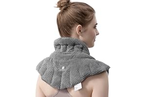 UNCN Microwave Heating Pad for Neck, Shoulders Back Pain Relief | Large Moist Weighted Cordless Heat Pad | Heated Neck Wrap for Targeting Stress, Tension Relief and Relaxation Grey