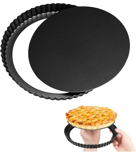 thumbnail image 2 of Fluted Tart Pans Non-Stick Tart Pan Set - 9 Inch Quiche Pan & 4 Mini 4 Inch Tart Pans With Removable Bottoms (5 Pack) 9 Inch Non-stick Tart Quiche Pan 2 of 10