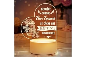 Buioata Cadeau Maitresse D'école，Cadeau Professeur, Cadeau Maitresse D'école fin D'année, Cadeau Personnalisé Maitresse-Veilleuse En Acrylique, Cadeaux Pour Les Enseignants.
