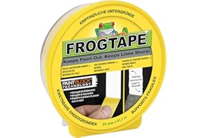 FROG TAPE FrogTape delikatna powierzchnia - taśma maskująca z papieru Washi - czyste krawędzie i precyzyjne linie - wymiary: 24 mm x 41,1 m - żółta