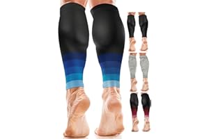 ‎AZENGEAR aZengear Wadenbandage Muskelfaserriss für Herren, Damen, Fußlose Waden Kompressionsstrümpfe zur Abhilfe bei Schienbeinkantensyndrom und Krämpfen, Sport (Schwarz mit Marineblau, L/XL)