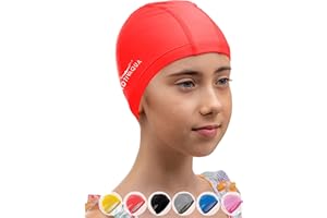 AqtivAqua Bonnet de Bain pour Femme, Homme et Enfants — Doux et Élastique en Élasthanne avec Couche Protectrice — Idéal pour Utilisation en Piscines