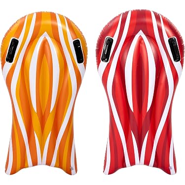 Planches De Bodyboard Gonflables SLOOSH Lot De 2 - Pour Piscine, Plage - Enfants Et Adultes - Rouge Et Orange