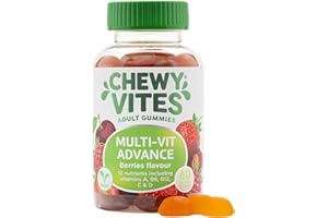 Chewy Vites Adult Multivitamin Advance, 60 Multivitamin Gummies, 12 Essential Nutrients, 2 Months Supply, Real Fruit Juice, Vegan, Berries Flavour