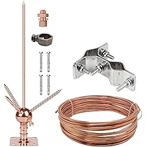Lightning Rod,Copper Brass Lightning Rod Kit System with 60