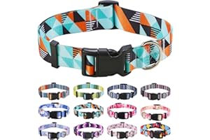 Mihqy Collier pour Chien, Motif Tendance avec Boucle à dégagement Rapide, Bohème, Fleur, Géométrique, Tribal Design, Collier Classique, pour Petits, Moyens et Grands Chiens（Géométrie,XS）