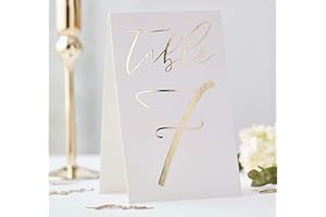 Ginger Ray 12 Gold Wedding Table Numbers 1-12 Decorations