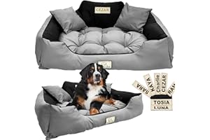 EDANTI Legowisko Dla Psa, Poduszka Dla Kota, Spersonalizowana Sofa Dla Psa Z Imieniem L - XL, dla dużych średnich i małych psów (100 x 75 cm, szare)