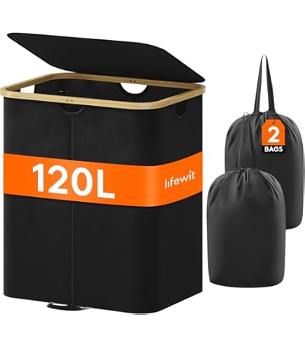 SONGMICS Statiegeldflesinzamelbak, 135 L Statiegeldflescontainer Flessenverzamelaar Voor Lege Flessen Recyclingbak Met Gat Binnenzak Handgrepen Inktzwart En Natuurlijk Beige Rrb513b01 3363460214