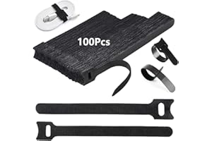 Rhimooay 100 Stück Verstellbare Klettkabelbinder in 3 verschiedenen Längen 200mm/150m/120mm, Wiederverwendbare Klettband Kabelbinder Klett, Kabel Klettband Klett Kabelbinder Klettverschluss