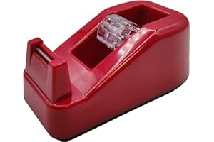 Raylu Paper – Dévidoir de Ruban Adhésif de Bureau, Dérouleur de Ruban Adhésif avec Poids et Base Antidérapante, Résistant, Convient aux Rouleaux de Rubans Adhésifs de 33m (Rouge)