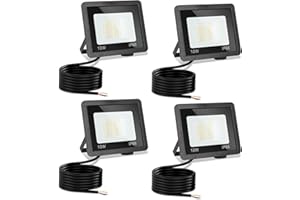 ‎JIUBIAZ Jiubiaz LED Strahler Außen 10W, 3000K/4000K/6500K LED-Strahler Dimmbar, Superhell Fluter Flutlichtstrahler, IP66 Wasserdicht Scheinwerfer Aussenstrahler für Hof, Garten, Garage(4 Stück)
