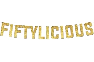 STERLING JAMES CO. Fiftylicious Gold Glitter Banner - Happy 50th Birthday Party Banner - 50th Wedding Anniversary Decorations - Milestone Birthday Party Decorations