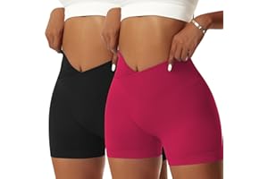 Vertvie Pantaloncini Donna Sportivi Yoga Palestra Pantaloni V Cross Corti Vita Alta Push Up Shorts Booty Scrunch Fitness Leggings Pants per Sportivo Butt Lift Corsa Gym Allenamento Jogging