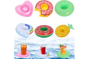CUVZORA Lot de 6 Porte-gobelets gonflables flottants, Anti-dérapants, légers, idéal pour décoration de Piscine, Bar, bières et Boissons en extérieur