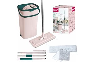 York Golvmopp Set – Handy | Platt, Svängbar med två Kammare Rengöringshink