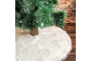Deggodech 150cm Weihnachtsbaum Röcke Weiß Plüsch Weihnachtsbaum Rock Groß Weißer Rund Weihnachtsbaumdecke Fell Christbaumständer Teppich für Weihnachtsfeiertag Dekorationen (Weiß, 150cm/59zoll)