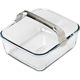 PYREX Ideal Air Fryer Glass Oven Dish 20 x 18 cm, 2 L | Detachable stainless steel handle for comfortable grip, direct use fr
