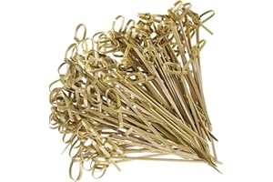 Bessy shop Cocktail skewers,100Pcs Knotted Skewers Bamboo Toothpicks Cocktail Picks Swizzle Sticks Bamboo Skewers party supplies for Cocktail Party, Barbeque, Club Sandwiches(4.7 inches/12cm).