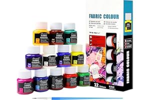 QIBIVFO Textilfarbe Waschmaschinenfest Set 12x25ml – Stoffmalfarben Set – Waschfeste Stofffarben für T-Shirt, Jeans, Baumwolle, Polyester – Intensive Farben für Kleidung & DIY Projekte