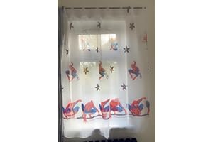 Poland Tende a rete in voile con motivo Spiderman (set da 2 x 75 cm, 250 cm di lunghezza), con tasca per bastone, trasparente, stampa, contemporanea, tema supereroi, sfoderate, oscuranti, per
