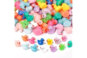 WIURGOHA 221pcs Mini Ducks, 13 Colors Tiny Resin Ducks Little Miniature Plastic Small Ducks Bulk Figures for Dollhouse Decor Accessories Garden Micro Landscape Aquarium Decor