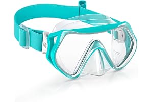 Findway Snorkelmask för barn med elastisk tygrem, simglasögon barn med nässkydd, 180° klar vy dykmask, ingen läcka anti