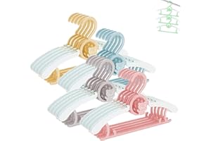 Stampelle Bambini per l’armadio di Neonato e di Ragazzo e Ragazza, HGYZE 20 Appendini Impilabili con Gancio, Regolabili e Antiscivolo Appendiabiti per Vestiti, Salvaspazio Grucce (Regali Colorati)