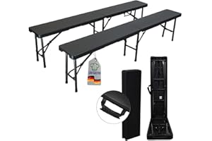 CHEFGASTRO 2er Set Bierbank klappbar Klappbank Outdoor wetterfest mit Tragegriff Campingbank faltbar 8 Personen Kunststoff Schwarz Faltbank Sitzbank für Garten Terrasse und Balkon