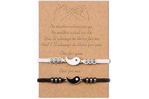 VU100 2PCS Yin Yang Bracciale Tai Chi Bracciale, Bracciale abbinato Coppie Bracciale amicizia regolabile intrecciato, Partner Best Friend Bracciale donna Uomo regalo