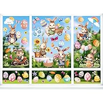 Graz Design Adesivi Per Finestre Pasqua 9 Fogli - Coniglietti E Uova - Rimovibili E Riutilizzabili - 5