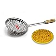 HAZEL Boondi Maker Stainless Steel | Multipurpose Jhara For Raita And Laddu Sweets With Wooden Handle For Firm Grip, Silver, 45 Centimeters