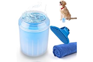 TUFA Limpiador Patas Perro Mascota,Limpia Patas Perro Portátil,Taza de Limpieza para Mascotas,Portátil Extraíble Suave Cepillo Cerdas Silicona Limpiador de Patas Taza con 1 Toalla,1 Cepillo Baño